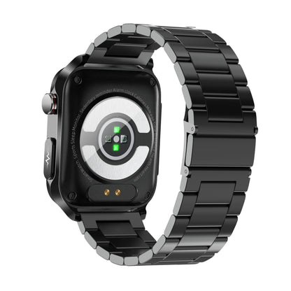 TK11P 1,83 pouces IPS Écran IP68 Montre Intelligente à Bande d'Acier Imperméable, Prise en Charge de la Surveillance du Stress / ECG, Steel Band (Black)