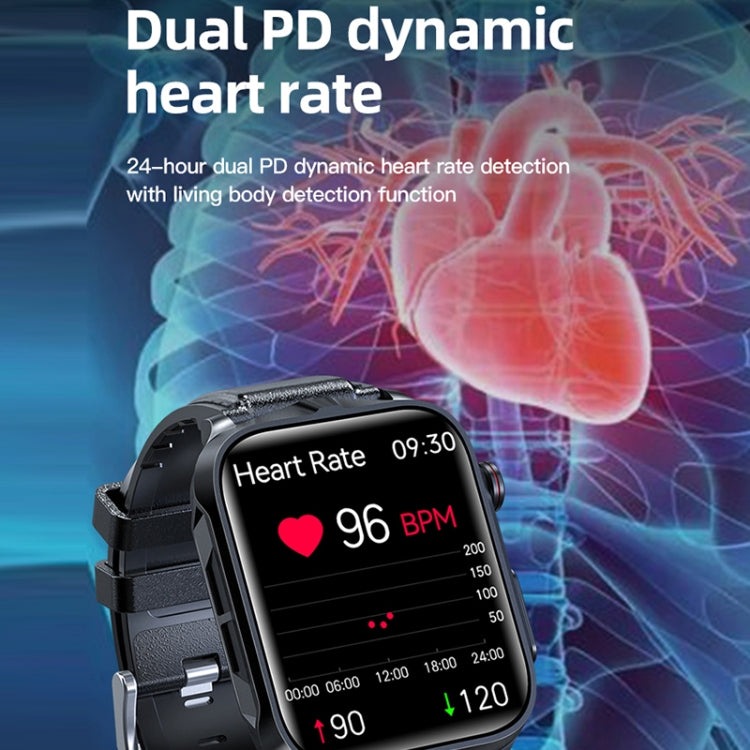 TK11P 1,83 pouces IPS Écran IP68 Montre Intelligente à Bande d'Acier Imperméable, Prise en Charge de la Surveillance du Stress / ECG, Steel Band (Black)