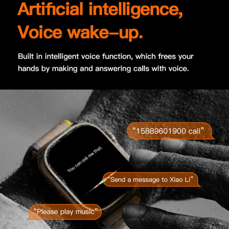 T800 Ultra 1,99 pouces Bracelet en silicone Montre intelligente Prise en charge de la fréquence cardiaque / ECG, Silicone Band