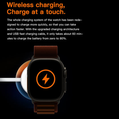 T800 Ultra 1,99 pouces Bracelet en silicone Montre intelligente Prise en charge de la fréquence cardiaque / ECG, Silicone Band