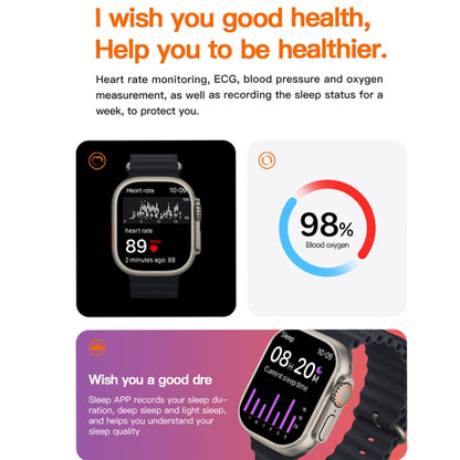 T800 Ultra 1,99 pouces Ocean Silicone Band Smart Watch Support Fréquence cardiaque / ECG, Ocean Silicone Band (Black), Ocean Silicone Band (White), Ocean Silicone Band (Yellow)