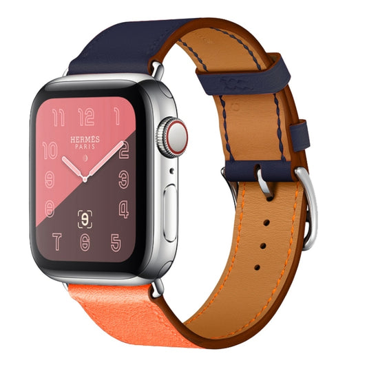 Bracelet de montre en cuir à boucle unique bicolore pour Apple Watch Series 3 & 2 & 1, 38mm Orange+Bright Blue, 42mm Orange+Bright Blue, 38mm Pink+Wine Red, 42mm Pink+Wine Red, 38mm Amber+Orange Red+Light Rose Red, 42mm Amber+Orange Red+Light Rose Red