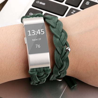 Pour Fitbit Charge 2 Weave Bracelet de remplacement en cuir véritable Bracelet de montre