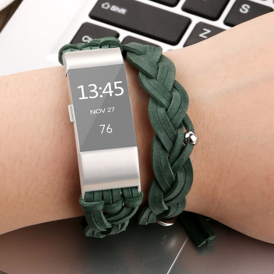 Pour Fitbit Charge 2 Weave Bracelet de remplacement en cuir véritable Bracelet de montre