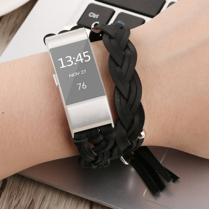 Pour Fitbit Charge 2 Weave Bracelet de remplacement en cuir véritable Bracelet de montre