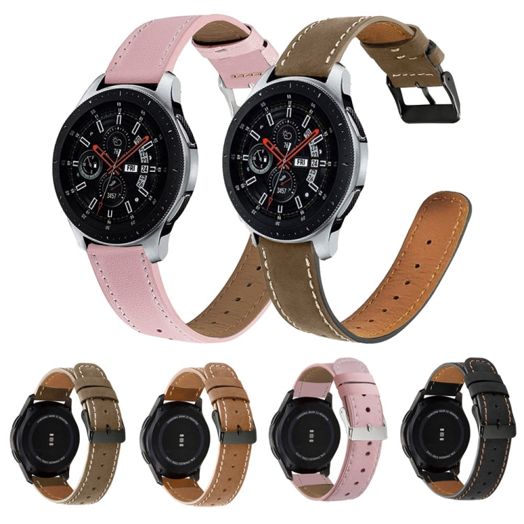 Bracelet de montre de remplacement en cuir véritable à queue ronde, For Samsung Galaxy Watch 3 41mm, For Samsung Galaxy Watch 3 45mm, For Samsung Galaxy Watch 42mm, For Samsung Galaxy Watch 46mm