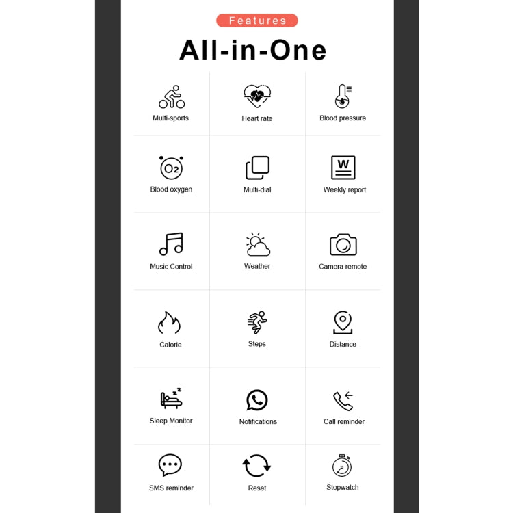 B7 Montre intelligente à écran couleur de 0,96 pouce, prend en charge le moniteur de sommeil / moniteur de fréquence cardiaque / moniteur de pression artérielle