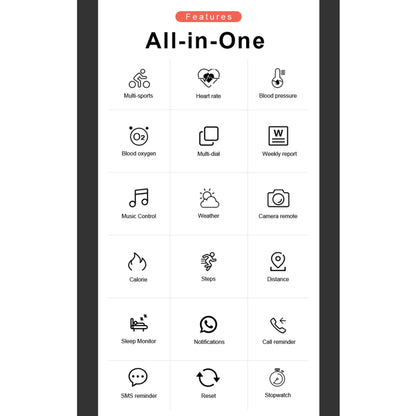 B7 Montre intelligente à écran couleur de 0,96 pouce, prend en charge le moniteur de sommeil / moniteur de fréquence cardiaque / moniteur de pression artérielle