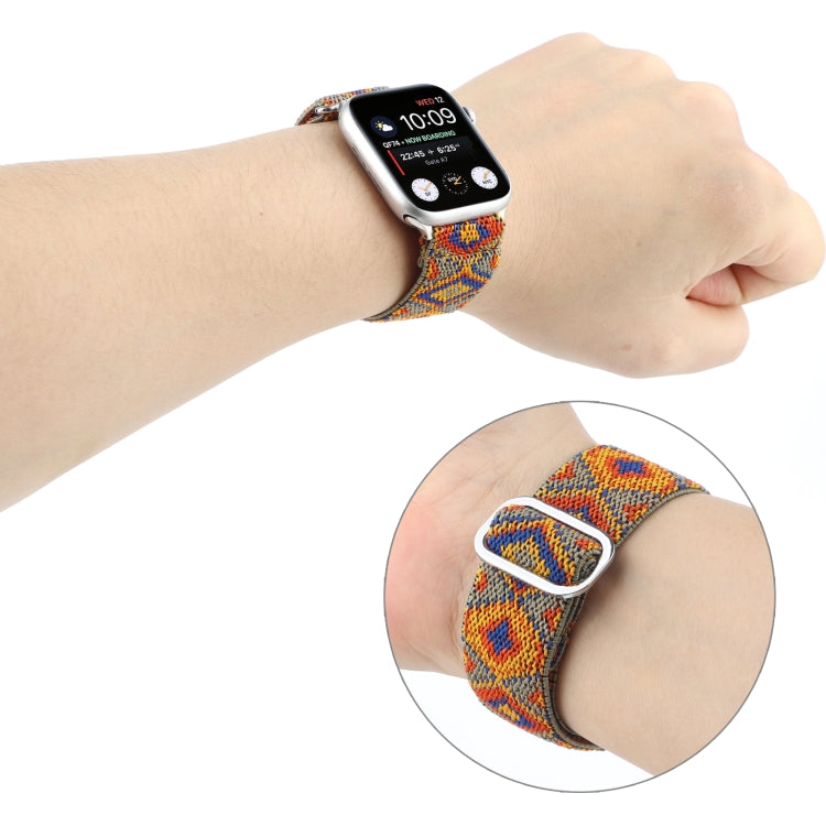 Bracelets de rechange en nylon élastique à boucle japonaise en métal, For Apple Watch Series 7 45mm / 6 & SE & 5 & 4 44mm / 3 & 2 & 1 42mm, For Apple Watch Series 8&7 41mm / SE 2&6&SE&5&4 40mm / 3&2&1 38mm                                               ...