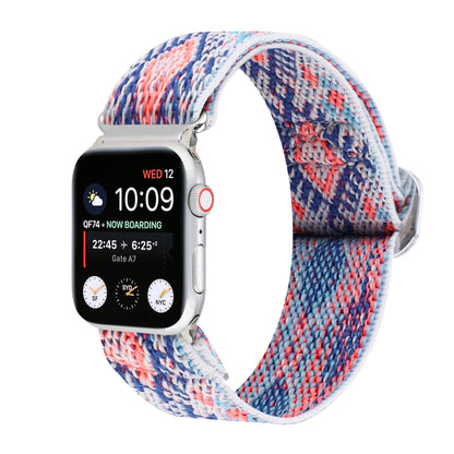Bracelets de rechange en nylon élastique à boucle japonaise en métal, For Apple Watch Series 7 45mm / 6 & SE & 5 & 4 44mm / 3 & 2 & 1 42mm, For Apple Watch Series 8&7 41mm / SE 2&6&SE&5&4 40mm / 3&2&1 38mm                                               ...