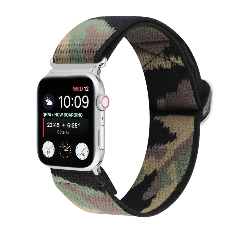 Bracelets de rechange en nylon élastique à boucle japonaise en métal, For Apple Watch Series 7 45mm / 6 & SE & 5 & 4 44mm / 3 & 2 & 1 42mm, For Apple Watch Series 8&7 41mm / SE 2&6&SE&5&4 40mm / 3&2&1 38mm                                               ...