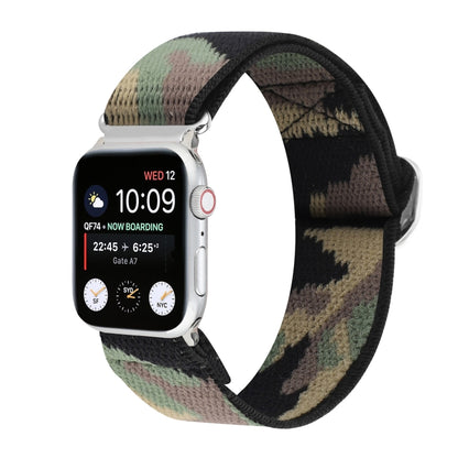 Bracelets de rechange en nylon élastique à boucle japonaise en métal, For Apple Watch Series 7 45mm / 6 & SE & 5 & 4 44mm / 3 & 2 & 1 42mm, For Apple Watch Series 8&7 41mm / SE 2&6&SE&5&4 40mm / 3&2&1 38mm                                               ...