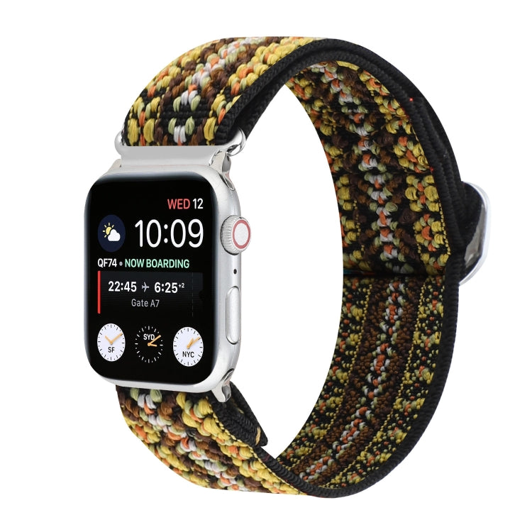 Bracelets de rechange en nylon élastique à boucle japonaise en métal, For Apple Watch Series 7 45mm / 6 & SE & 5 & 4 44mm / 3 & 2 & 1 42mm, For Apple Watch Series 8&7 41mm / SE 2&6&SE&5&4 40mm / 3&2&1 38mm                                               ...