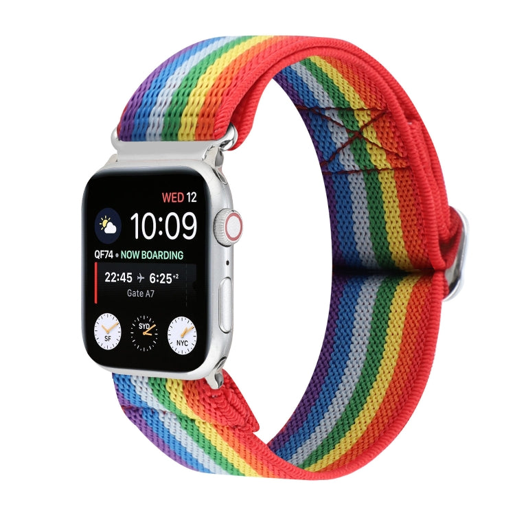 Bracelets de rechange en nylon élastique à boucle japonaise en métal, For Apple Watch Series 7 45mm / 6 & SE & 5 & 4 44mm / 3 & 2 & 1 42mm, For Apple Watch Series 8&7 41mm / SE 2&6&SE&5&4 40mm / 3&2&1 38mm                                               ...