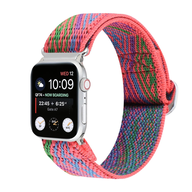 Bracelets de rechange en nylon élastique à boucle japonaise en métal, For Apple Watch Series 7 45mm / 6 & SE & 5 & 4 44mm / 3 & 2 & 1 42mm, For Apple Watch Series 8&7 41mm / SE 2&6&SE&5&4 40mm / 3&2&1 38mm                                               ...