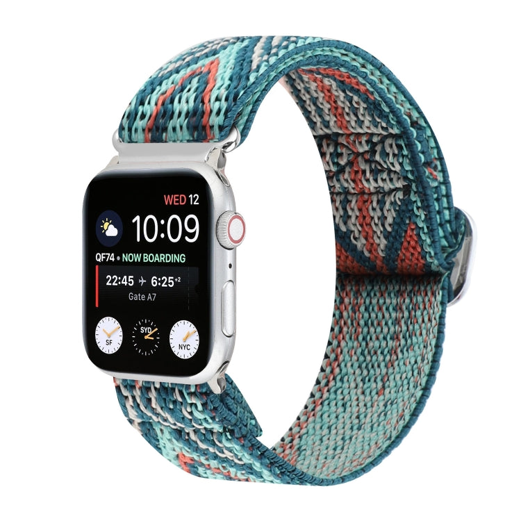 Bracelets de rechange en nylon élastique à boucle japonaise en métal, For Apple Watch Series 7 45mm / 6 & SE & 5 & 4 44mm / 3 & 2 & 1 42mm, For Apple Watch Series 8&7 41mm / SE 2&6&SE&5&4 40mm / 3&2&1 38mm                                               ...