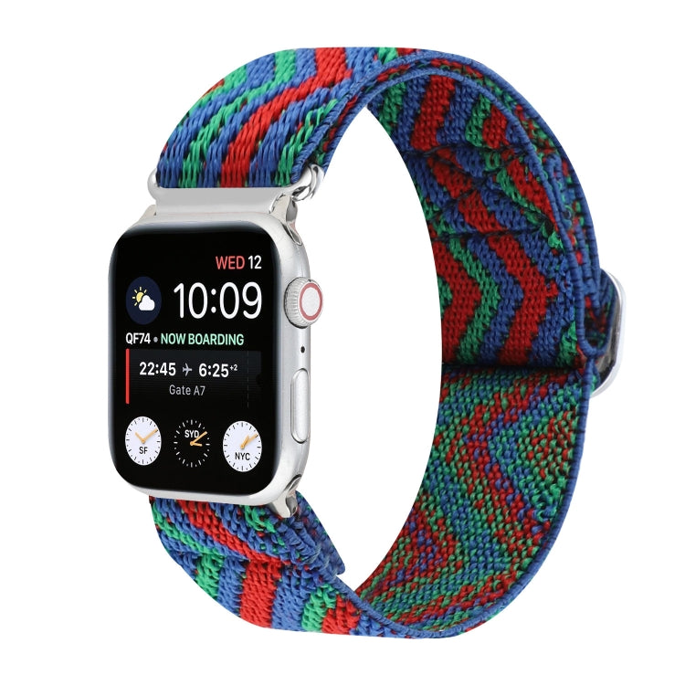 Bracelets de rechange en nylon élastique à boucle japonaise en métal, For Apple Watch Series 7 45mm / 6 & SE & 5 & 4 44mm / 3 & 2 & 1 42mm, For Apple Watch Series 8&7 41mm / SE 2&6&SE&5&4 40mm / 3&2&1 38mm                                               ...