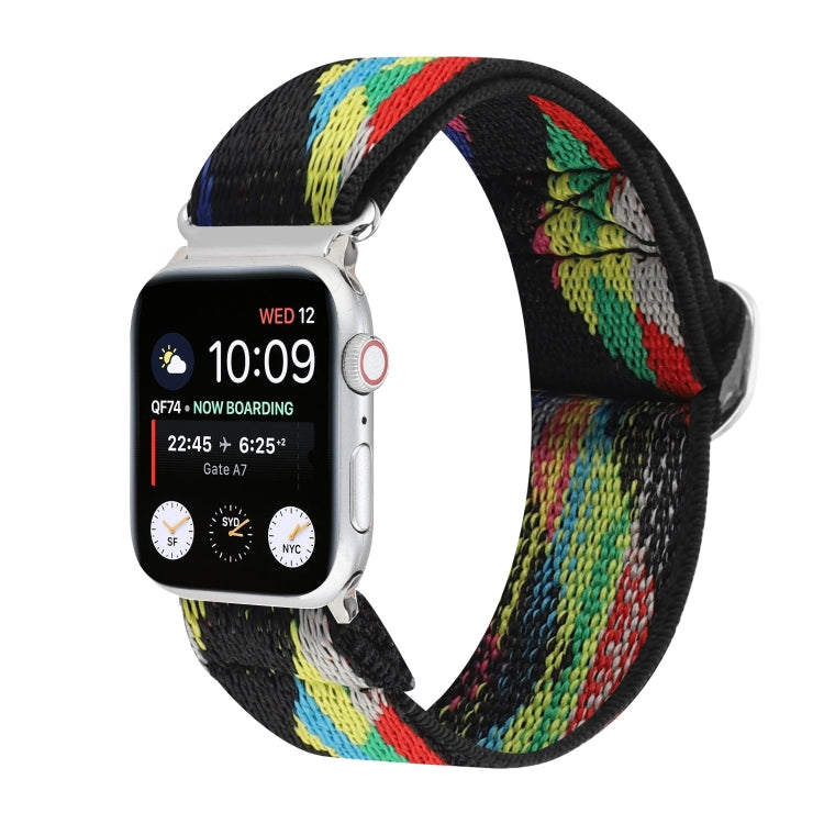 Bracelets de rechange en nylon élastique à boucle japonaise en métal, For Apple Watch Series 7 45mm / 6 & SE & 5 & 4 44mm / 3 & 2 & 1 42mm, For Apple Watch Series 8&7 41mm / SE 2&6&SE&5&4 40mm / 3&2&1 38mm                                               ...