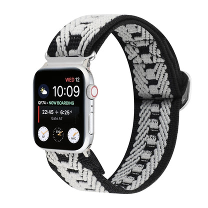Bracelets de rechange en nylon élastique à boucle japonaise en métal, For Apple Watch Series 7 45mm / 6 & SE & 5 & 4 44mm / 3 & 2 & 1 42mm, For Apple Watch Series 8&7 41mm / SE 2&6&SE&5&4 40mm / 3&2&1 38mm                                               ...