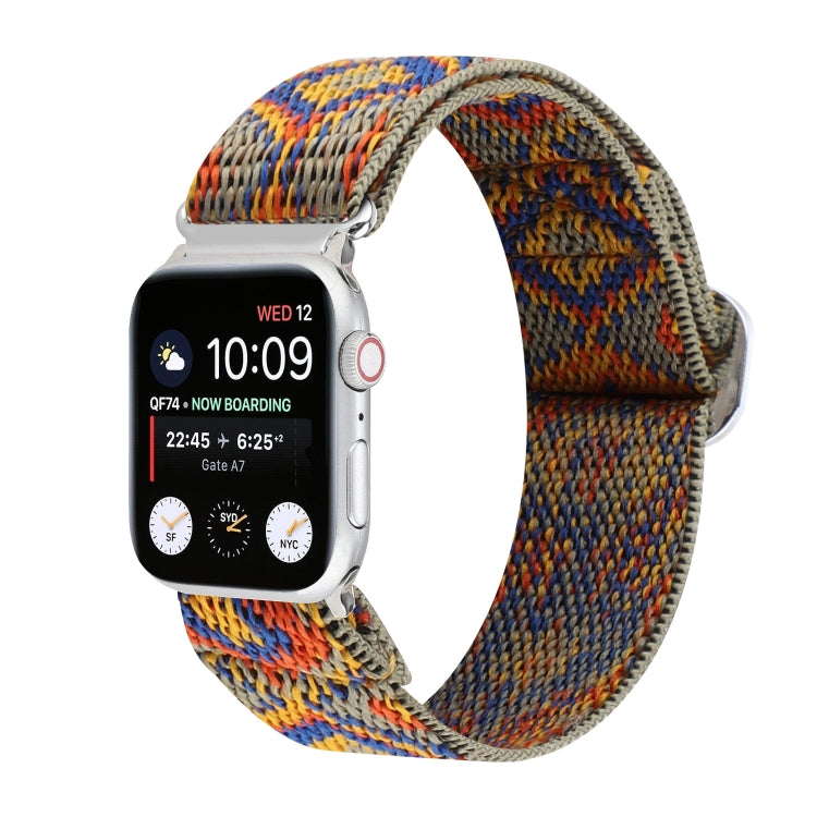 Bracelets de rechange en nylon élastique à boucle japonaise en métal, For Apple Watch Series 7 45mm / 6 & SE & 5 & 4 44mm / 3 & 2 & 1 42mm, For Apple Watch Series 8&7 41mm / SE 2&6&SE&5&4 40mm / 3&2&1 38mm                                               ...