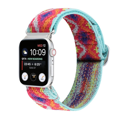 Bracelets de rechange en nylon élastique à boucle japonaise en métal, For Apple Watch Series 7 45mm / 6 & SE & 5 & 4 44mm / 3 & 2 & 1 42mm, For Apple Watch Series 8&7 41mm / SE 2&6&SE&5&4 40mm / 3&2&1 38mm                                               ...