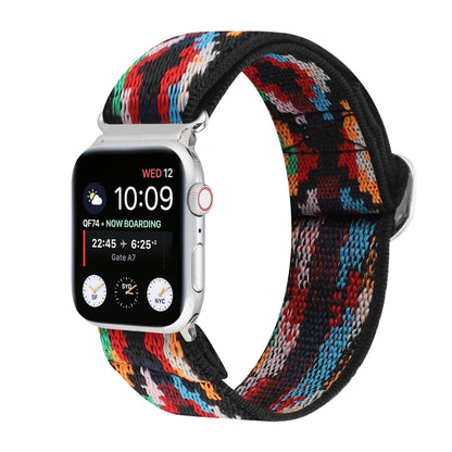 Bracelets de rechange en nylon élastique à boucle japonaise en métal, For Apple Watch Series 7 45mm / 6 & SE & 5 & 4 44mm / 3 & 2 & 1 42mm, For Apple Watch Series 8&7 41mm / SE 2&6&SE&5&4 40mm / 3&2&1 38mm                                               ...