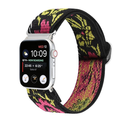 Bracelets de rechange en nylon élastique à boucle japonaise en métal, For Apple Watch Series 7 45mm / 6 & SE & 5 & 4 44mm / 3 & 2 & 1 42mm, For Apple Watch Series 8&7 41mm / SE 2&6&SE&5&4 40mm / 3&2&1 38mm                                               ...