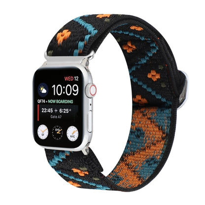 Bracelets de rechange en nylon élastique à boucle japonaise en métal, For Apple Watch Series 7 45mm / 6 & SE & 5 & 4 44mm / 3 & 2 & 1 42mm, For Apple Watch Series 8&7 41mm / SE 2&6&SE&5&4 40mm / 3&2&1 38mm                                               ...