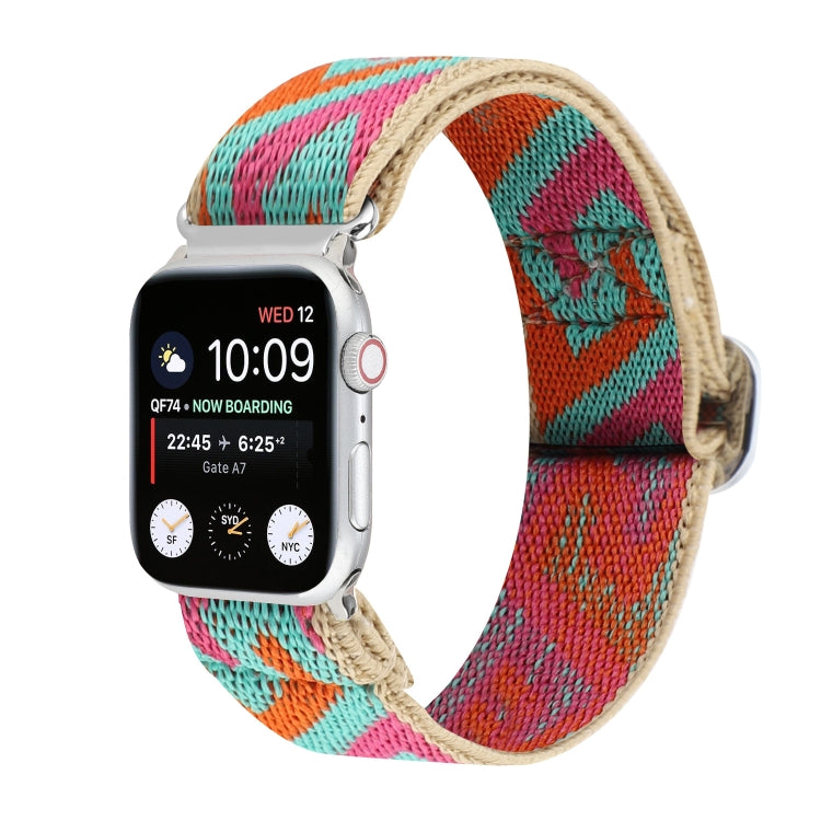 Bracelets de rechange en nylon élastique à boucle japonaise en métal, For Apple Watch Series 7 45mm / 6 & SE & 5 & 4 44mm / 3 & 2 & 1 42mm, For Apple Watch Series 8&7 41mm / SE 2&6&SE&5&4 40mm / 3&2&1 38mm                                               ...