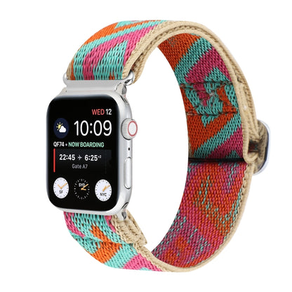 Bracelets de rechange en nylon élastique à boucle japonaise en métal, For Apple Watch Series 7 45mm / 6 & SE & 5 & 4 44mm / 3 & 2 & 1 42mm, For Apple Watch Series 8&7 41mm / SE 2&6&SE&5&4 40mm / 3&2&1 38mm                                               ...