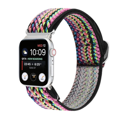 Bracelets de rechange en nylon élastique à boucle japonaise en métal, For Apple Watch Series 7 45mm / 6 & SE & 5 & 4 44mm / 3 & 2 & 1 42mm, For Apple Watch Series 8&7 41mm / SE 2&6&SE&5&4 40mm / 3&2&1 38mm                                               ...