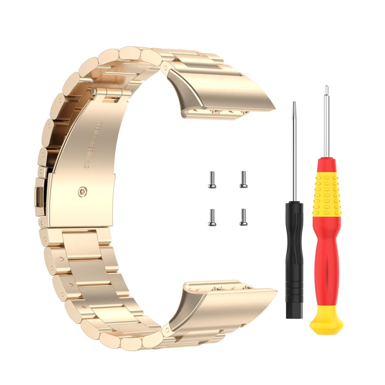 Pour Garmin Forerunner 35/30 Bracelet de montre de remplacement universel en acier inoxydable à trois perles, For Garmin Forerunner 35 / 30