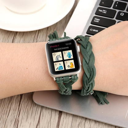 Bracelet de montre en cuir tissé à la main pour Apple Watch Series 6 & SE & 5 & 4 40mm / 3 & 2 & 1 38mm, For Apple Watch Series 8&7 41mm / SE 2&6&SE&5&4 40mm / 3&2&1 38mm, For Apple Watch Series 7 41mm / 6 & SE & 5 & 4 40mm / 3 & 2 & 1 38mm