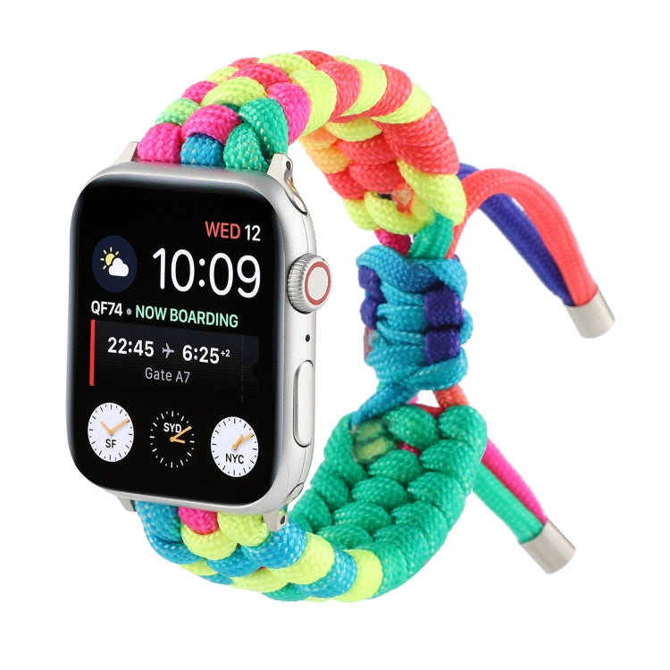 Bracelet de montre arc-en-ciel avec cordon parapluie pour Apple Watch Series 6 & SE & 5 & 4 40mm / 3 & 2 & 1 38mm, For Apple Watch Series 8&7 41mm / SE 2&6&SE&5&4 40mm / 3&2&1 38mm, For Apple Watch Series 7 41mm / 6 & SE & 5 & 4 40mm / 3 & 2 & 1 38mm