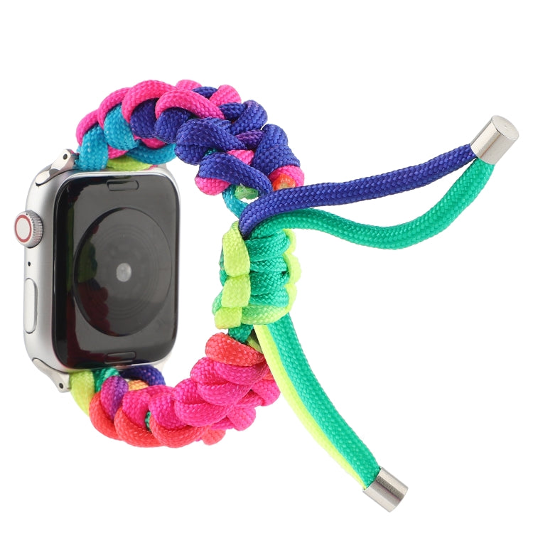 Bracelet de montre arc-en-ciel avec cordon parapluie pour Apple Watch Series 6 & SE & 5 & 4 40mm / 3 & 2 & 1 38mm, For Apple Watch Series 8&7 41mm / SE 2&6&SE&5&4 40mm / 3&2&1 38mm, For Apple Watch Series 7 41mm / 6 & SE & 5 & 4 40mm / 3 & 2 & 1 38mm