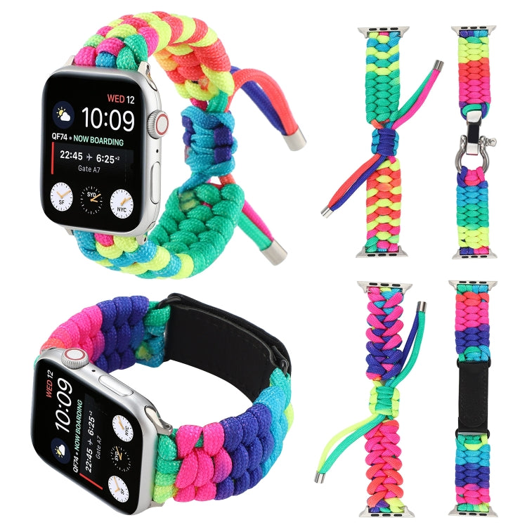 Bracelet de montre arc-en-ciel avec cordon parapluie pour Apple Watch Series 6 & SE & 5 & 4 40mm / 3 & 2 & 1 38mm, For Apple Watch Series 8&7 41mm / SE 2&6&SE&5&4 40mm / 3&2&1 38mm, For Apple Watch Series 7 41mm / 6 & SE & 5 & 4 40mm / 3 & 2 & 1 38mm