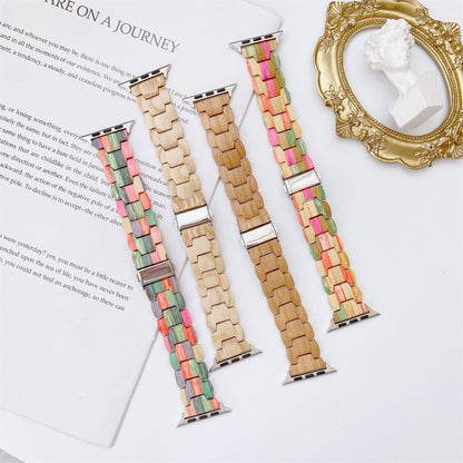 Bracelet de montre tissé en perles de bois pour Apple Watch Series 6 & SE & 5 & 4 40mm / 3 & 2 & 1 38mm, For Apple Watch Series 8&7 41mm / SE 2&6&SE&5&4 40mm / 3&2&1 38mm, For Apple Watch Series 7 41mm / 6 & SE & 5 & 4 40mm / 3 & 2 & 1 38mm