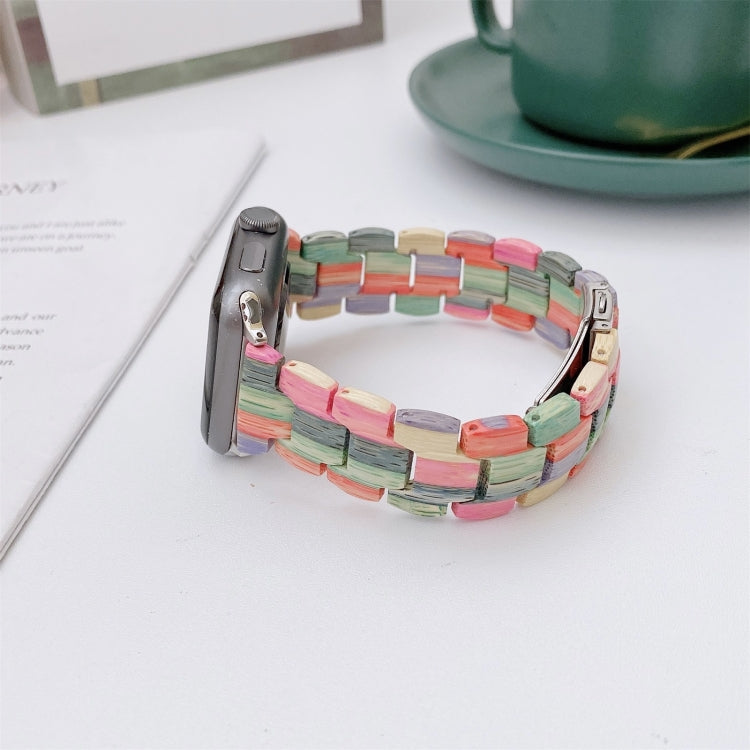 Bracelet de montre tissé en perles de bois pour Apple Watch Series 6 & SE & 5 & 4 40mm / 3 & 2 & 1 38mm, For Apple Watch Series 8&7 41mm / SE 2&6&SE&5&4 40mm / 3&2&1 38mm, For Apple Watch Series 7 41mm / 6 & SE & 5 & 4 40mm / 3 & 2 & 1 38mm