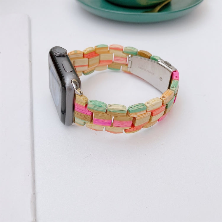 Bracelet de montre tissé en perles de bois pour Apple Watch Series 6 & SE & 5 & 4 40mm / 3 & 2 & 1 38mm, For Apple Watch Series 8&7 41mm / SE 2&6&SE&5&4 40mm / 3&2&1 38mm, For Apple Watch Series 7 41mm / 6 & SE & 5 & 4 40mm / 3 & 2 & 1 38mm