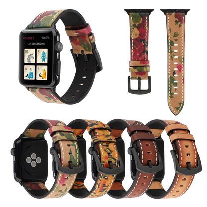 Bracelet de montre en cuir véritable en cuir de vachette rétro pour Apple Watch Series 6 & SE & 5 & 4 40mm / 3 & 2 & 1 38mm, For Apple Watch Series 8&7 41mm / SE 2&6&SE&5&4 40mm / 3&2&1 38mm                                                              ...