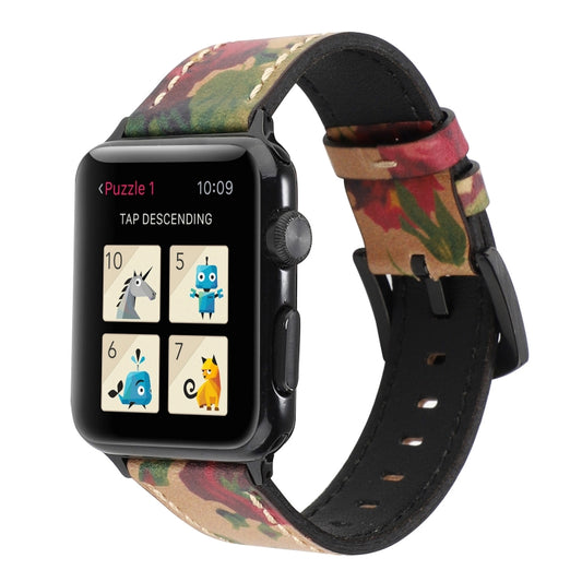 Bracelet de montre en cuir véritable en cuir de vachette rétro pour Apple Watch Series 6 & SE & 5 & 4 40mm / 3 & 2 & 1 38mm, For Apple Watch Series 8&7 41mm / SE 2&6&SE&5&4 40mm / 3&2&1 38mm                                                              ...