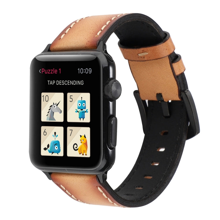 Bracelet de montre en cuir véritable en cuir de vachette rétro pour Apple Watch Series 6 & SE & 5 & 4 40mm / 3 & 2 & 1 38mm, For Apple Watch Series 8&7 41mm / SE 2&6&SE&5&4 40mm / 3&2&1 38mm                                                              ...