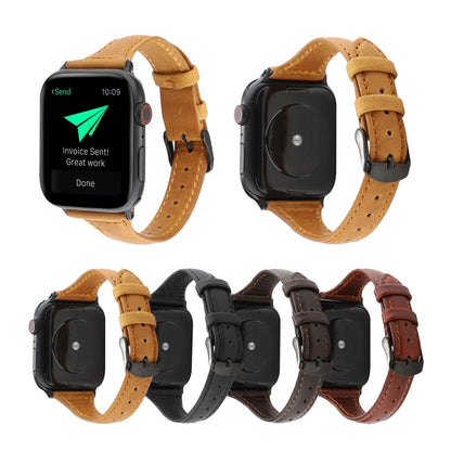 Bracelet en cuir véritable texturé Crazy Horse, For Apple Watch Series 7 41mm / 6 & SE & 5 & 4 40mm / 3 & 2 & 1 38mm, For Apple Watch Series 8&7 41mm / SE 2&6&SE&5&4 40mm / 3&2&1 38mm                                                                     ...