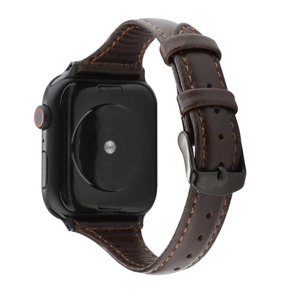 Bracelet en cuir véritable texturé Crazy Horse, For Apple Watch Series 7 41mm / 6 & SE & 5 & 4 40mm / 3 & 2 & 1 38mm, For Apple Watch Series 8&7 41mm / SE 2&6&SE&5&4 40mm / 3&2&1 38mm                                                                     ...