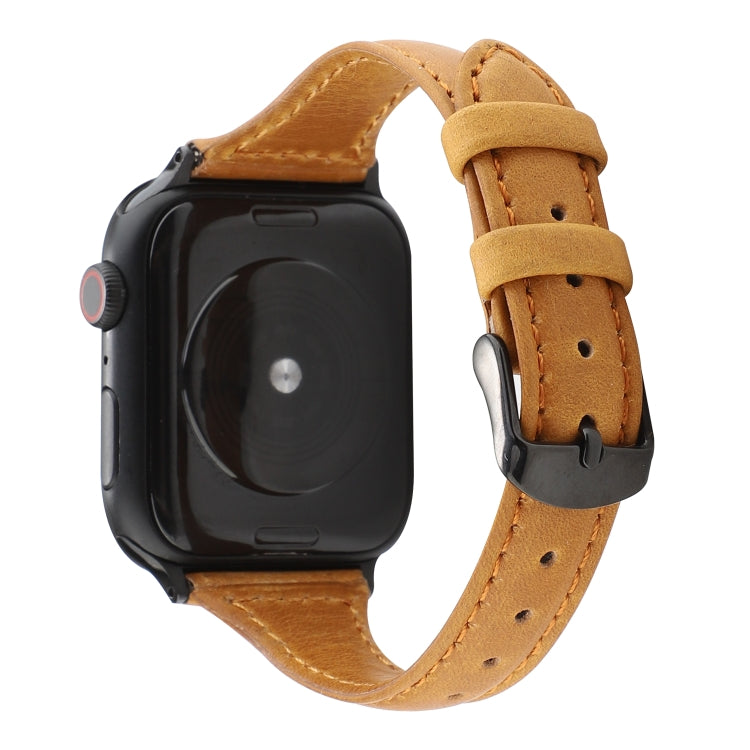 Bracelet en cuir véritable texturé Crazy Horse, For Apple Watch Series 7 41mm / 6 & SE & 5 & 4 40mm / 3 & 2 & 1 38mm, For Apple Watch Series 8&7 41mm / SE 2&6&SE&5&4 40mm / 3&2&1 38mm                                                                     ...