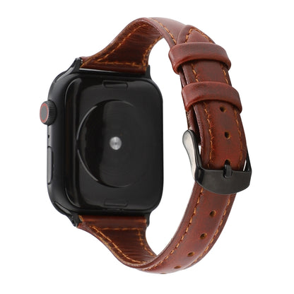 Bracelet en cuir véritable texturé Crazy Horse, For Apple Watch Series 7 41mm / 6 & SE & 5 & 4 40mm / 3 & 2 & 1 38mm, For Apple Watch Series 8&7 41mm / SE 2&6&SE&5&4 40mm / 3&2&1 38mm                                                                     ...