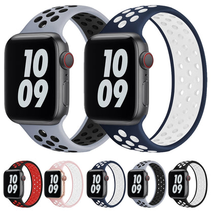 Bracelet de montre en silicone élastique pour Apple Watch Series 6 & SE & 5 & 4 44mm / 3 & 2 & 1 42mm, 150mm (Black White), 150mm (Black Red), 150mm (Light Pink White), 150mm (Blue White), 150mm (Grey Black), 160mm (Black White), 160mm (Black Red)     ...