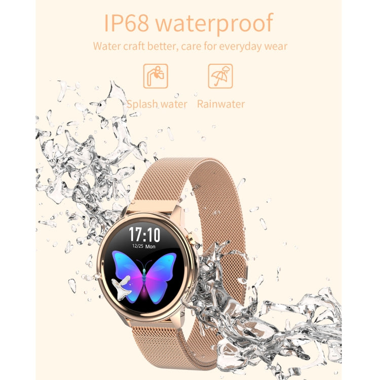 F80 1,3 pouces écran couleur TFT IP68 étanche femmes montre intelligente, moniteur de température corporelle de soutien/moniteur de pression artérielle/rappel du cycle menstruel