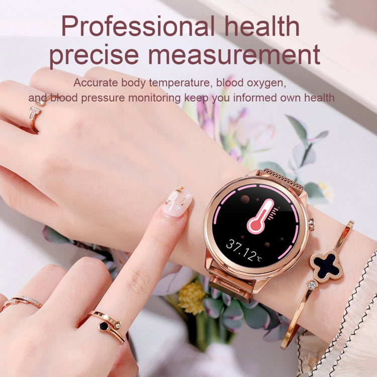 F80 1,3 pouces écran couleur TFT IP68 étanche femmes montre intelligente, moniteur de température corporelle de soutien/moniteur de pression artérielle/rappel du cycle menstruel