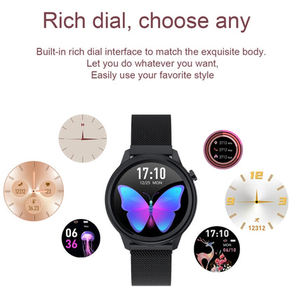 F80 1,3 pouces écran couleur TFT IP68 étanche femmes montre intelligente, moniteur de température corporelle de soutien/moniteur de pression artérielle/rappel du cycle menstruel